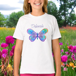 T-shirt Papillon bleu et violet personnalisé