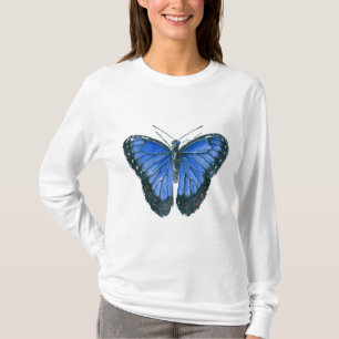 T-shirt Papillon bleu Morpho aquarelle peinture