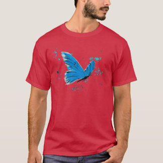 T-shirt Papillon bleu peint