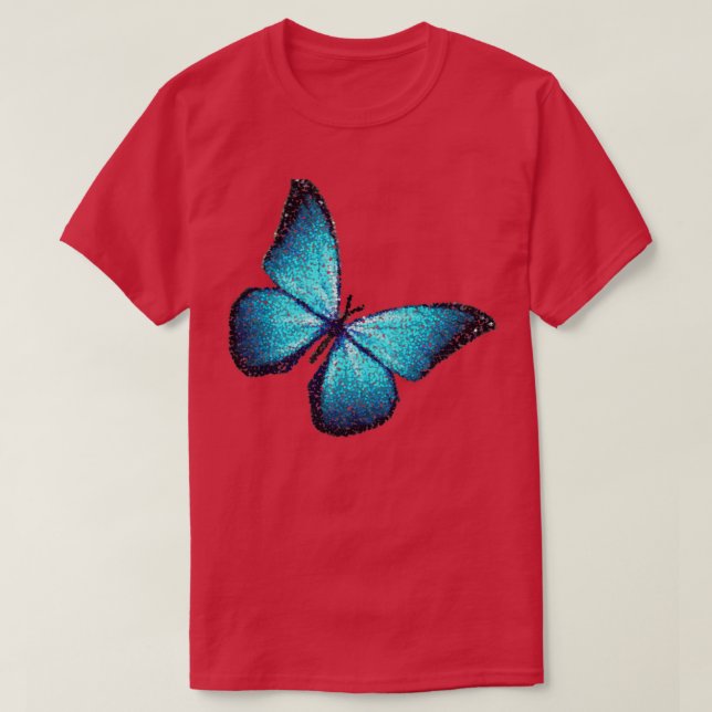 T-shirt Papillon bleu pixel (Design devant)