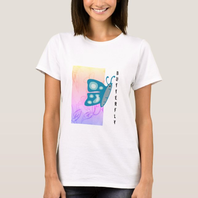 T-shirt Papillon bleu tendance avec Motif Abstrait (Devant)