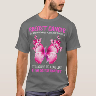 T-shirt Papillon Cancer du sein Je choisis d'aimer la vie