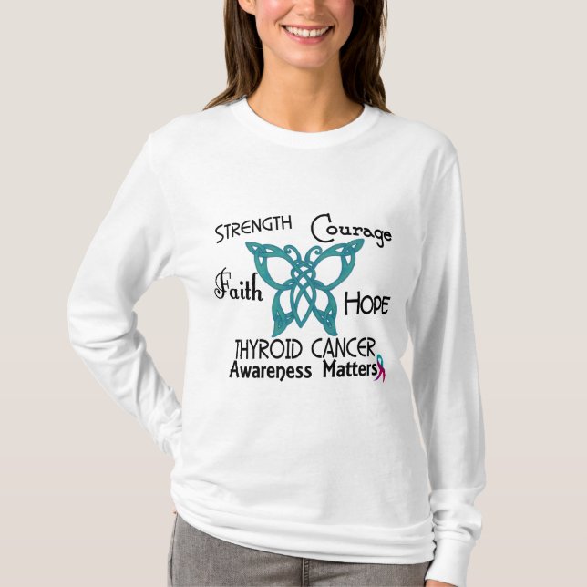 T-shirt Papillon celtique 3 de cancer de la thyroïde (Devant)