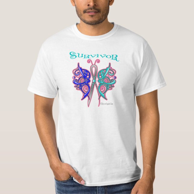 T-shirt Papillon celtique de survivant - cancer de la (Devant)