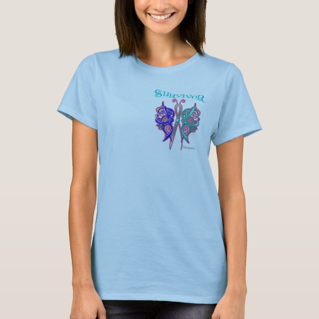 T-shirt Papillon celtique survivant - Cancer thyroïdien (Devant)