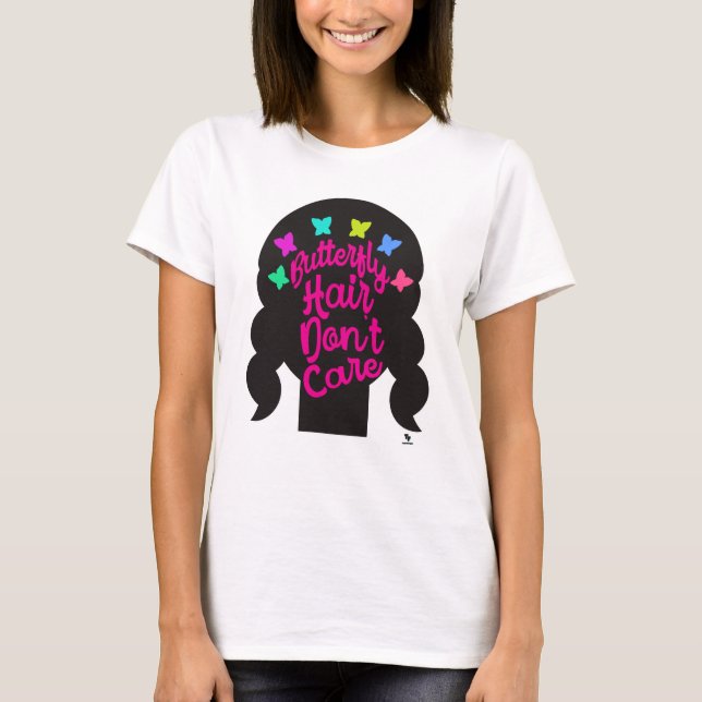 T-shirt Papillon cheveux sans soin Amusement Tendance Slog (Devant)