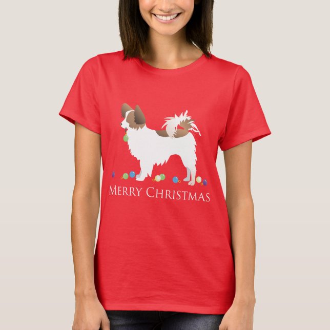 T-shirt Papillon Chien Joyeux Noël Design (Devant)