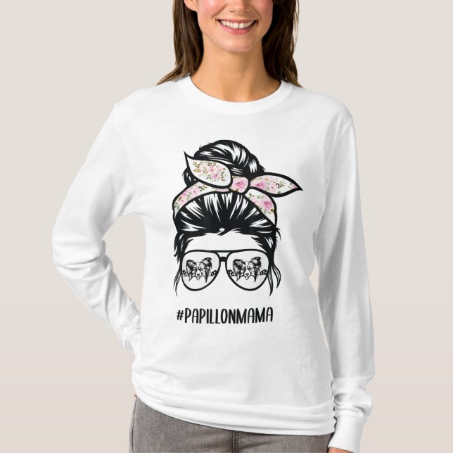 T-shirt papillon chien maman désordre pains lunettes papil (Devant)