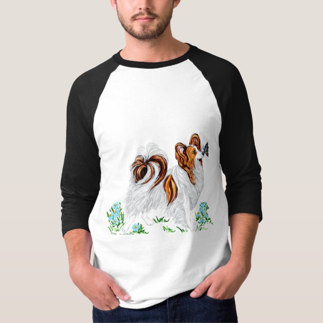 T-shirt Papillon Chien & Papillon OEil aux yeux (Devant)
