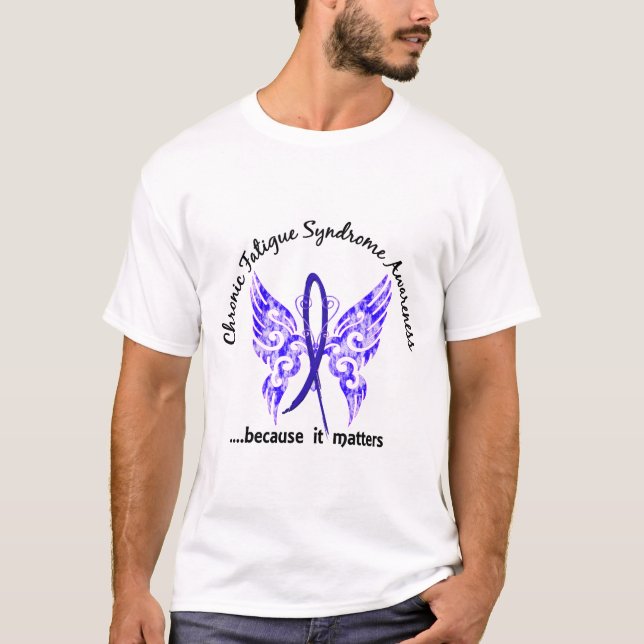 T-shirt Papillon chronique de syndrome de fatigue de CFS (Devant)