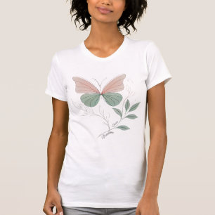 T-shirt papillon Citation de liberté Vert et no