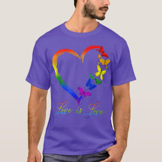 T-shirt Papillon Coeur arc-en-ciel L'amour est l'amour LGB