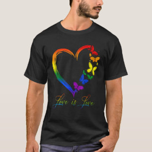T-shirt Papillon Coeur arc-en-ciel L'amour est l'amour LGB