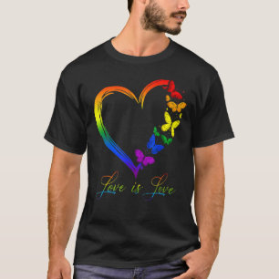 T-shirt Papillon Coeur arc-en-ciel L'amour est l'amour Lgb