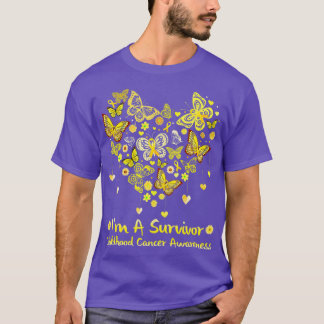 T-shirt Papillon Coeur Je Suis Un Survivant Cancer De L'En