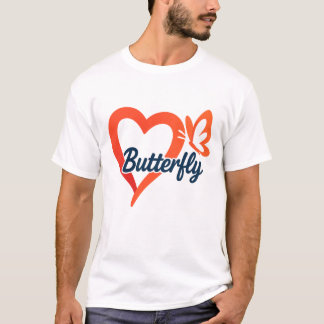 T-shirt Papillon Coeur Love Design | Typographie romantiqu
