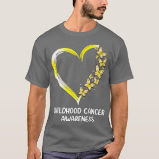 T-shirt Papillon Coeur Or Ruban Enfance Cancer Aware