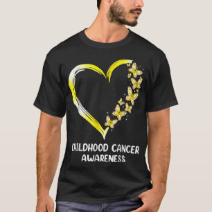 T-shirt Papillon Coeur Or Ruban Enfance Cancer Aware