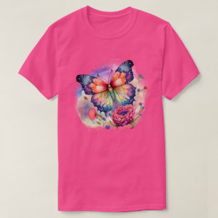 T-shirt Papillon coloré et fleurs Unisex