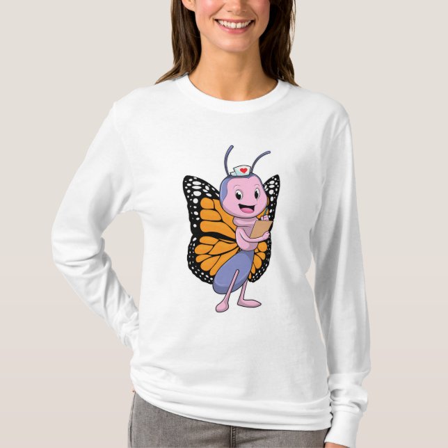 T-shirt Papillon comme infirmière (Devant)
