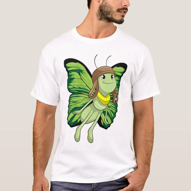 T-shirt Papillon comme pilote avec casquette pilote (Devant)