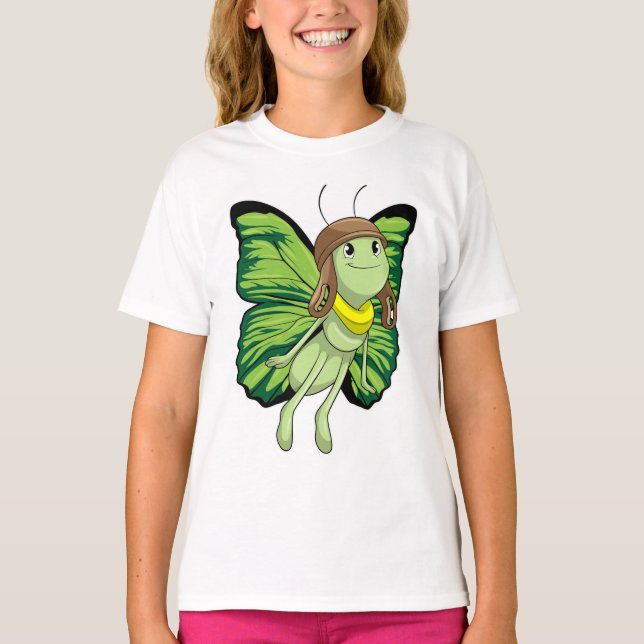 T-shirt Papillon comme pilote avec casquette pilote (Devant)