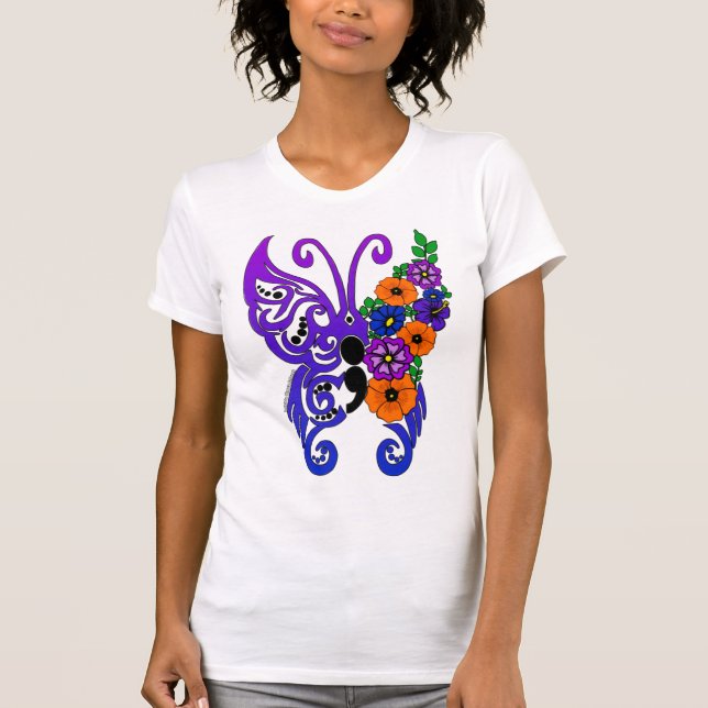 T-shirt Papillon...CRPS, bipolaire, Fibro, OA...Becky (Devant)