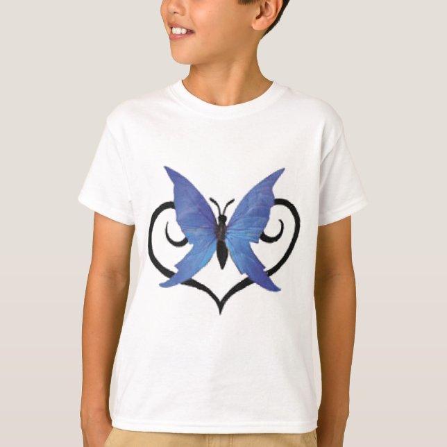 T-shirt papillon d'amour bleu mignon (Devant)