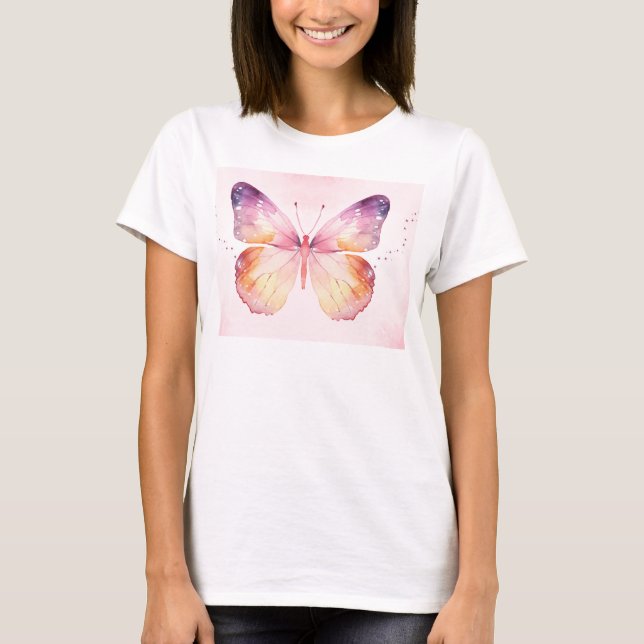 T-shirt Papillon d'aquarelle Art (Devant)