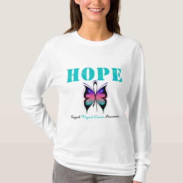 T-shirt Papillon de cancer de la thyroïde d'espoir (Devant)