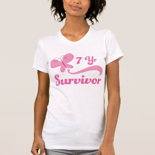 T-shirt Papillon de cancer du sein de survivant de 7 ans