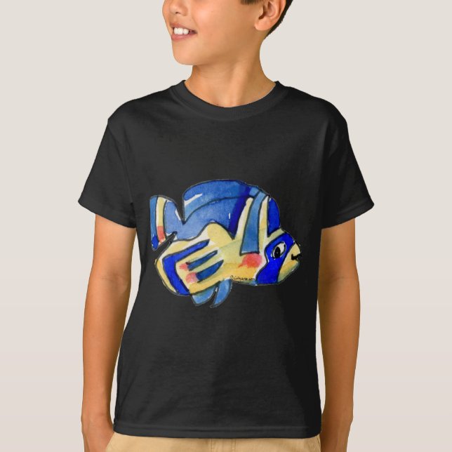 T-shirt Papillon de caricature poisson bleu (Devant)