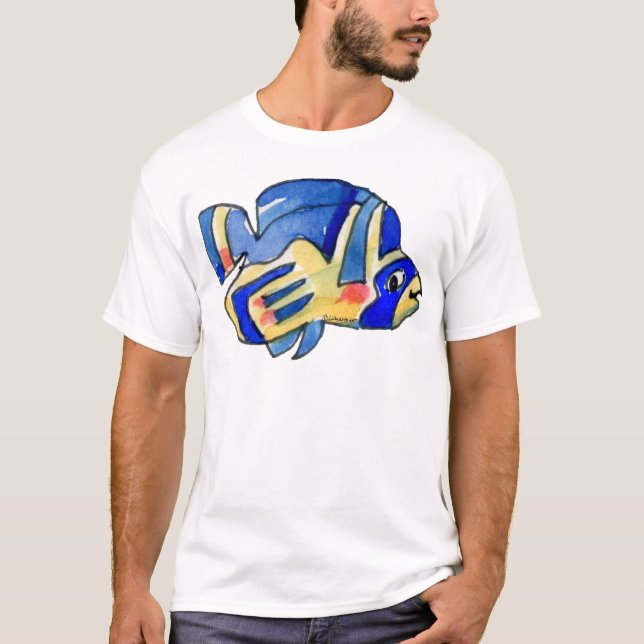 T-shirt Papillon de caricature poisson bleu (Devant)