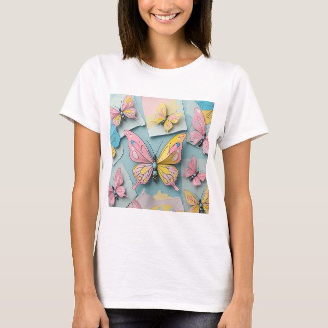 🦋 T-shirt Papillon de Cartoon Whimsical - Cute Na (Devant)