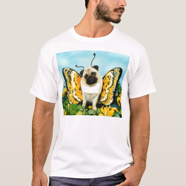 T-shirt papillon de chien carlin (Devant)