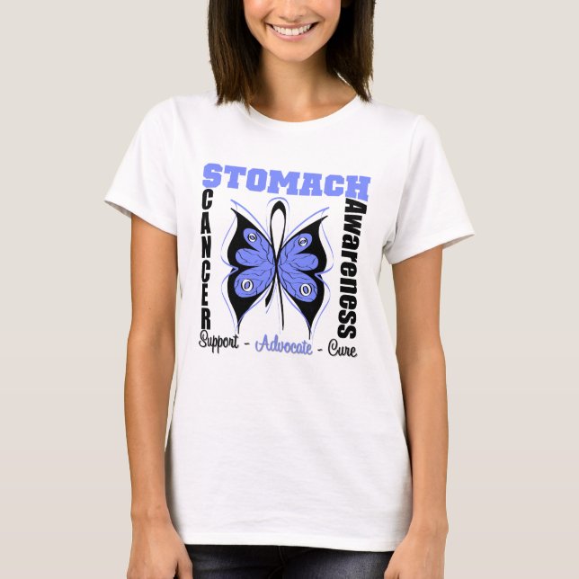 T-shirt Papillon de conscience de cancer de l'estomac (Devant)