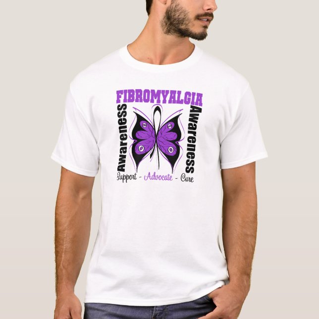 T-shirt Papillon de conscience de fibromyalgie (Devant)