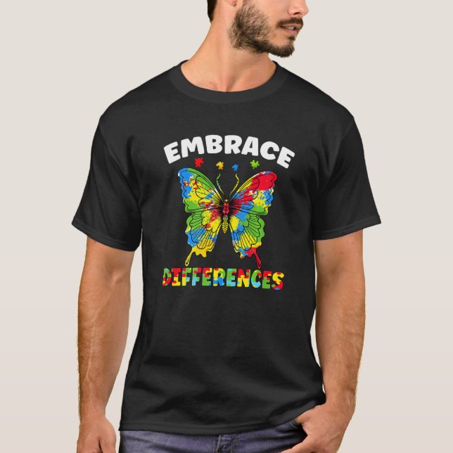 T-shirt Papillon de différences Embrasser le morceau de pu (Devant)
