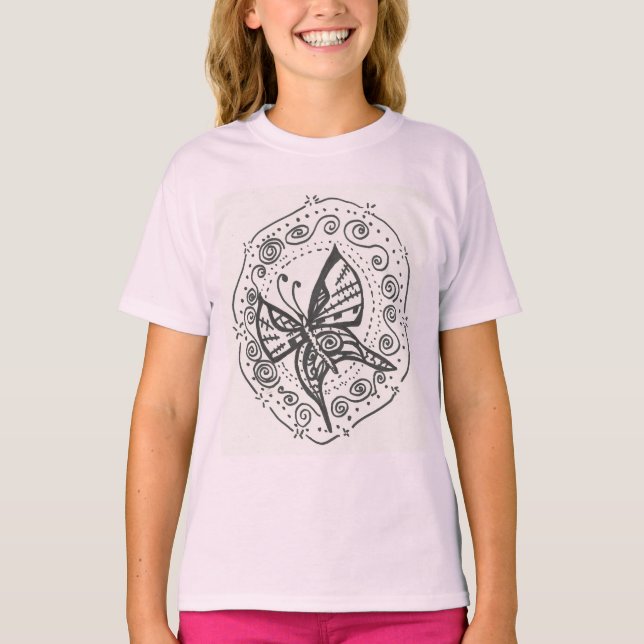 T-shirt papillon de fille (Devant)