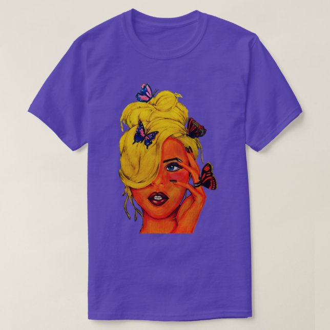 T-shirt Papillon de fille blonde (Design devant)