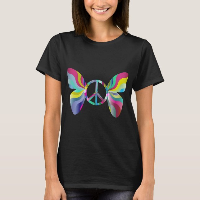 T-shirt papillon de la paix psychédélique (Devant)