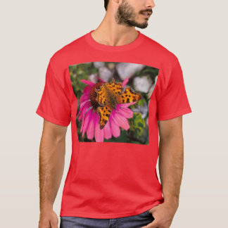 T-shirt Papillon de la virgule sur fleur rose