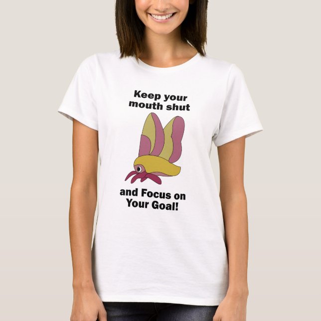 T-shirt Papillon de l'érable rose gardant la bouche fermée (Devant)