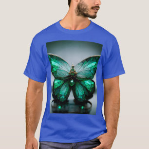 T-shirt Papillon de pierres précieuses et cristaux Émeraud