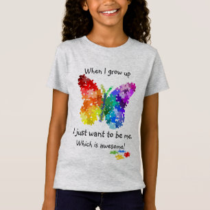 T-Shirt Papillon de puzzle d'autisme quand je grandis la