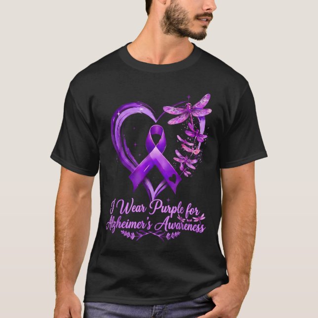 T-shirt Papillon de sensibilisation à Alzheimer ruban viol (Devant)