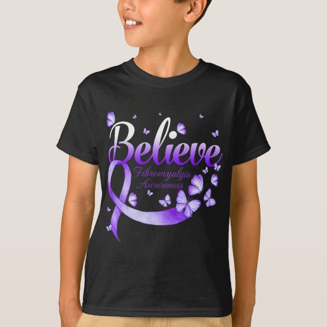 T-shirt Papillon de sensibilisation à la fibromyalgie (Devant)