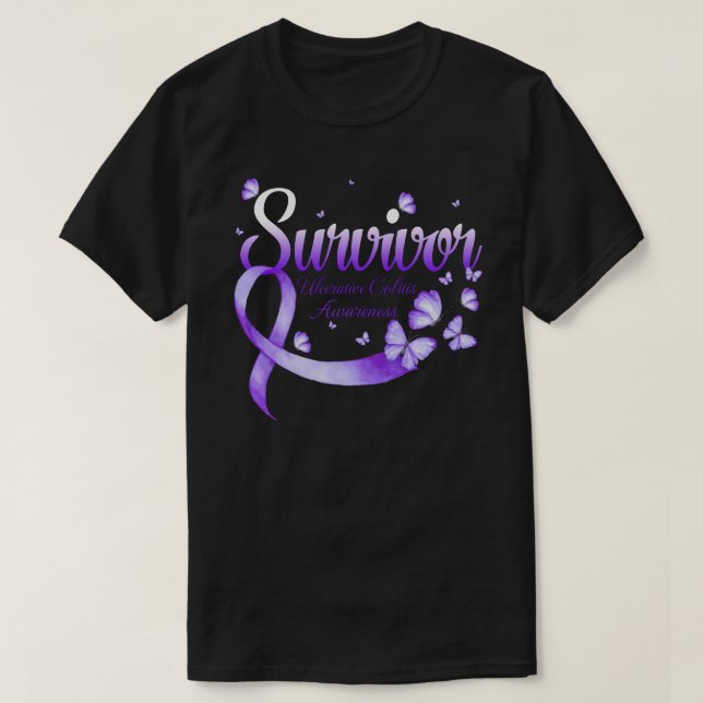 T-shirt Papillon de sensibilisation à l'ulcère de survie (Design devant)