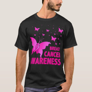 T-shirt Papillon de sensibilisation au cancer du sein Pink