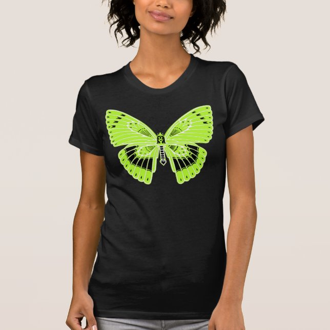 T-shirt Papillon de style Art nouveau vert citron (Devant)